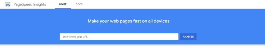 Screenshot of PageSpeed Insights tool