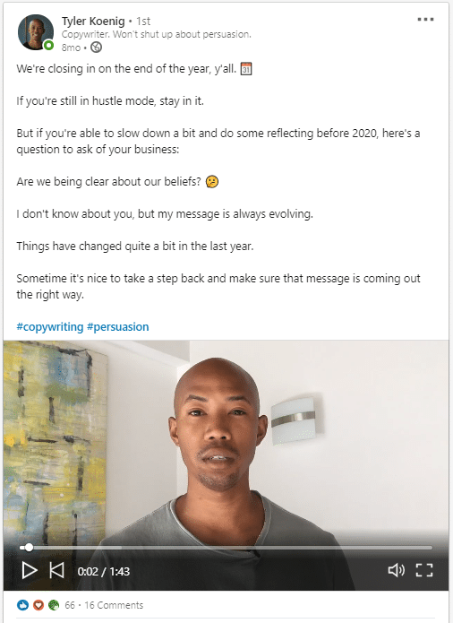 Tyler Koenig LinkedIn Post