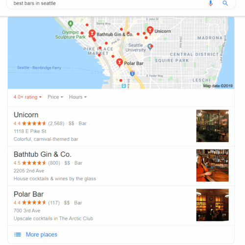 Google Local Search Results